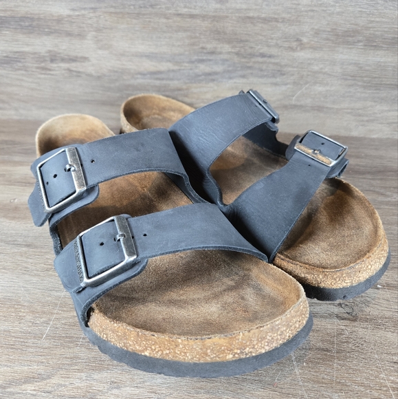 Birkenstock Arizona Black Leather Double Strap Sandal Shoe Mens Sz 43 US 10-10.5 - Picture 8 of 9